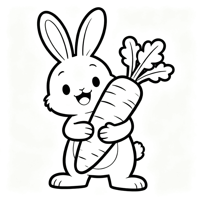 The Carrot Hug — free printable bunny coloring page