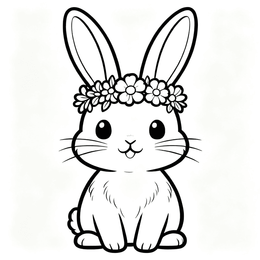 The Flower Crown — free printable bunny coloring page
