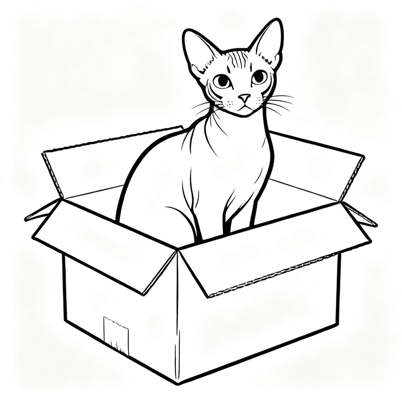 If I Fits, I Sits — free printable cat coloring page