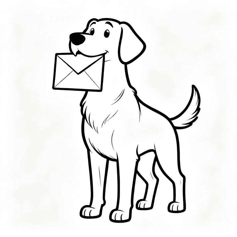 Special Delivery — free printable dog coloring page