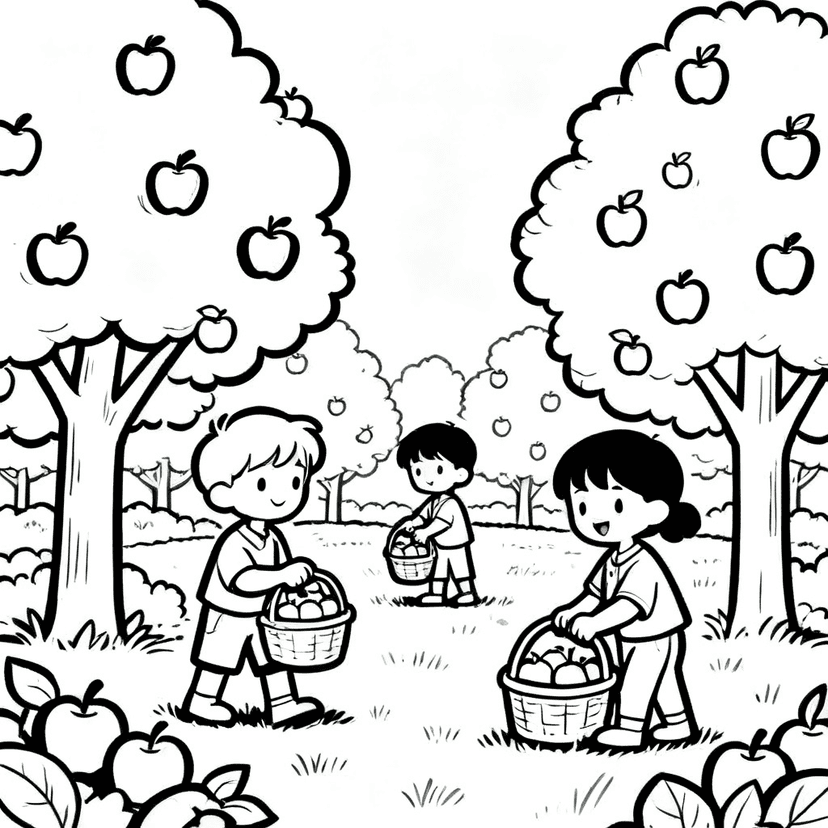 Apple Picking Day — free printable fall coloring page