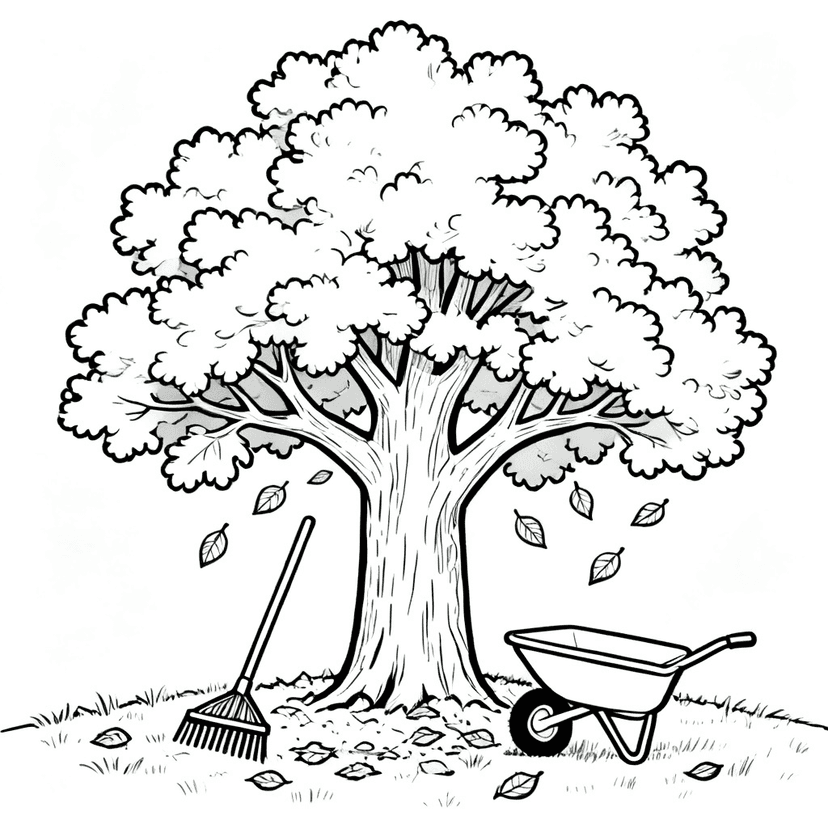 The Great Leaf Drop — free printable fall coloring page