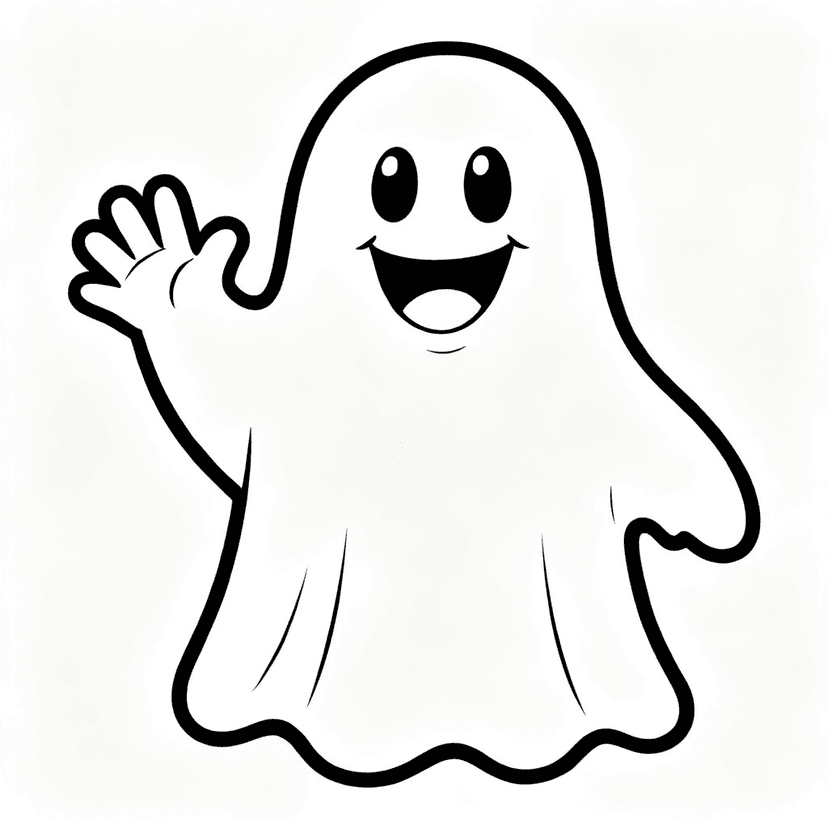 Ghost coloring pages — free printable line art