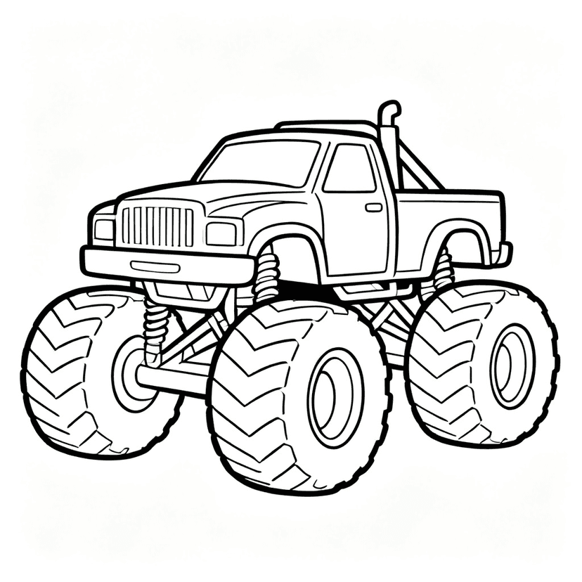 Big Wheels — free printable monster truck coloring page