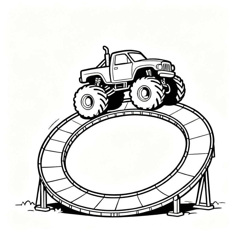 Loop the Loop — free printable monster truck coloring page