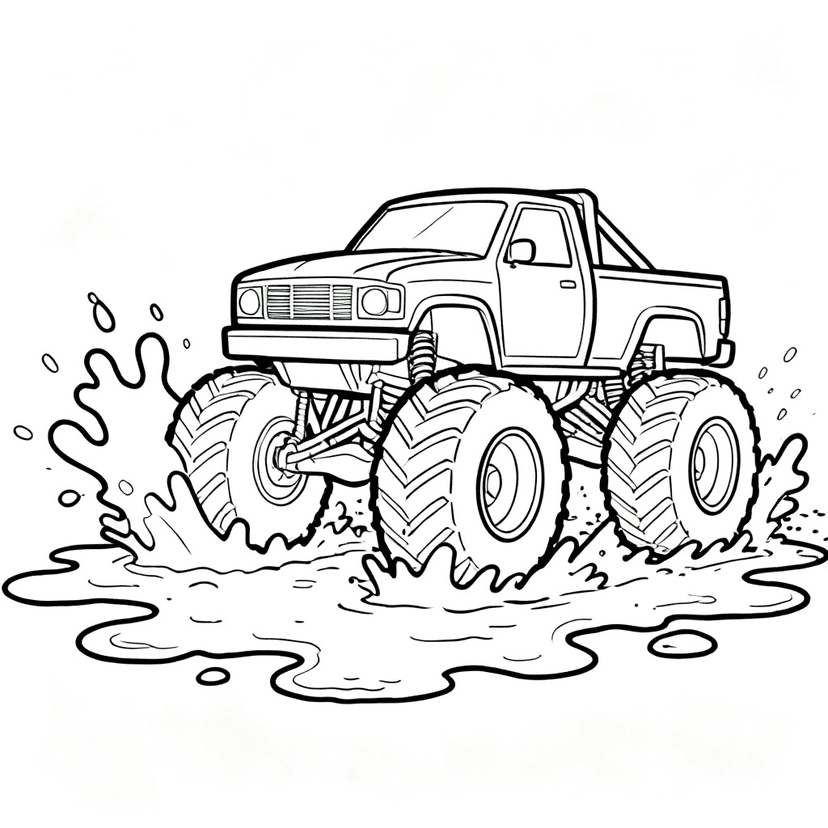 The Mud Cannonball — free printable monster truck coloring page