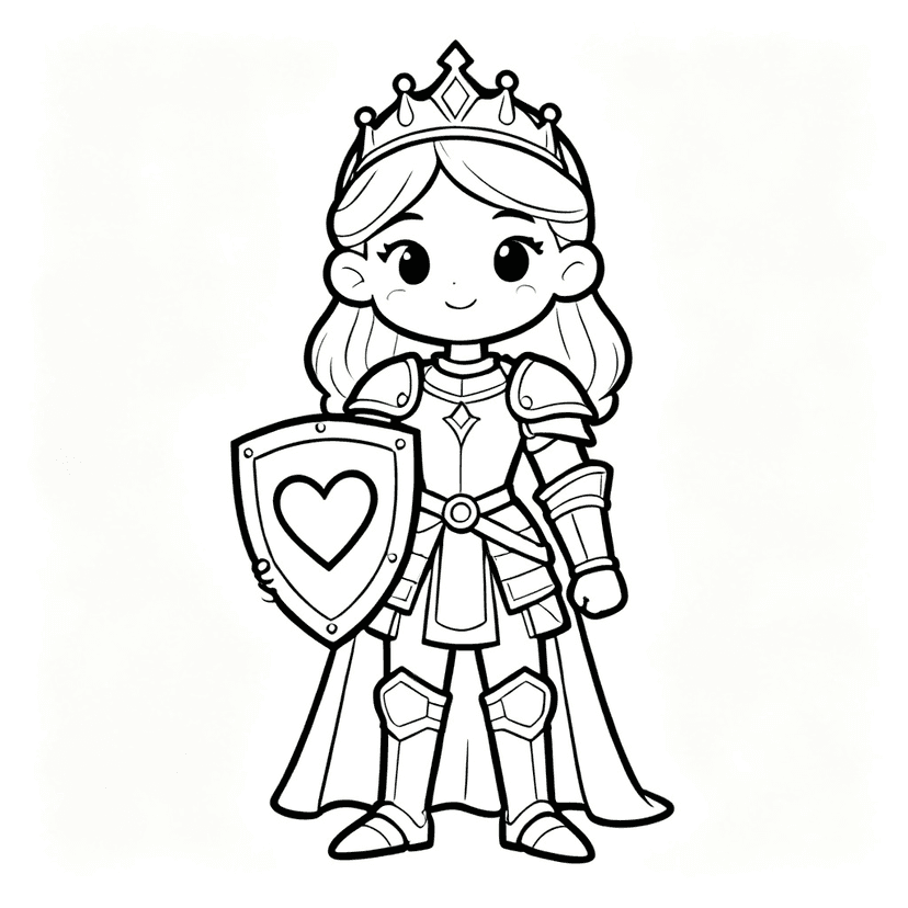 The Brave Princess — free printable princess coloring page