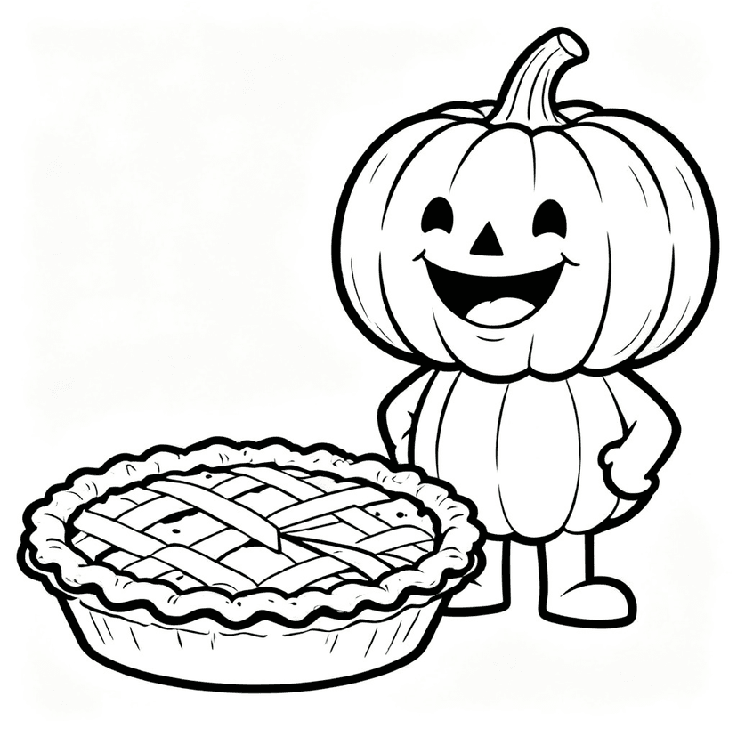 Pumpkin & Pie — free printable pumpkin coloring page