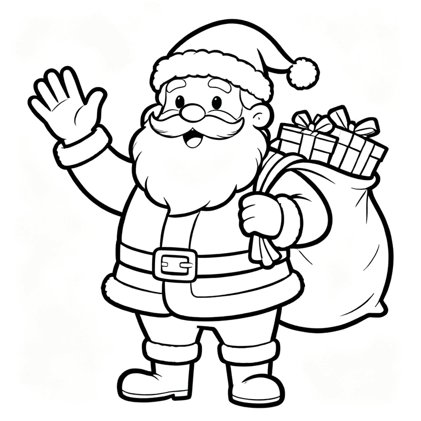 Santa coloring pages — free printable line art
