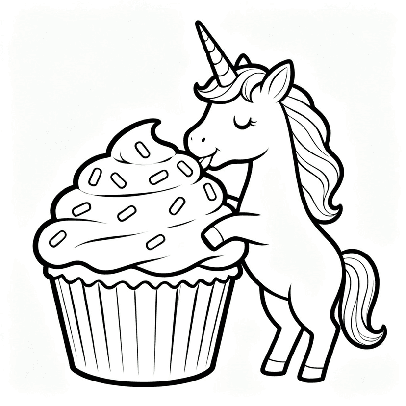 The Sprinkle Cupcake — free printable unicorn coloring page