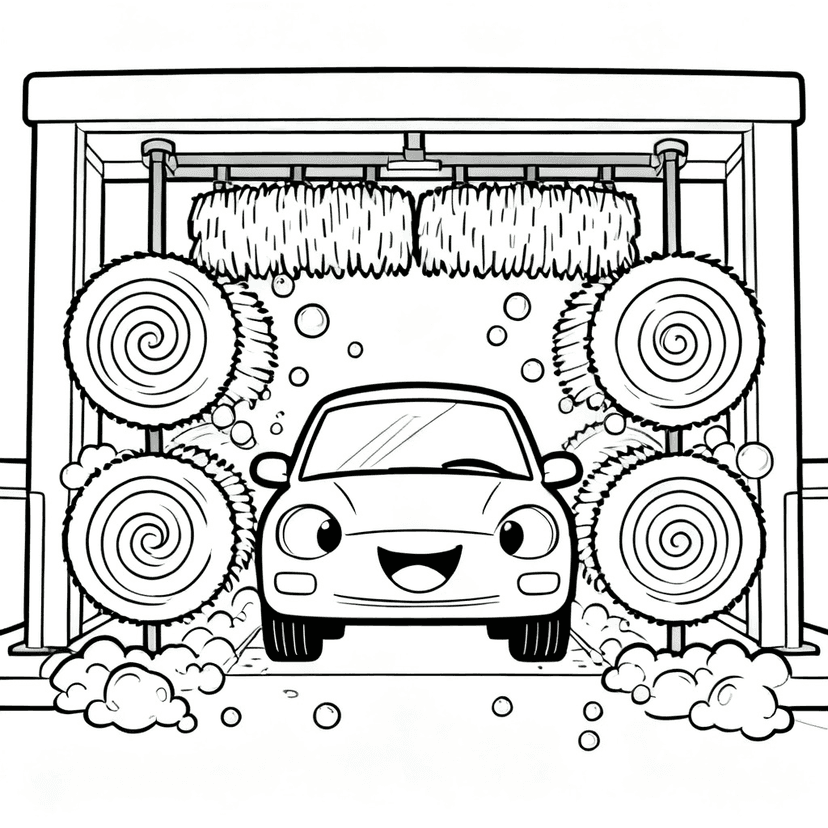The Bubble Wash — free printable car coloring page