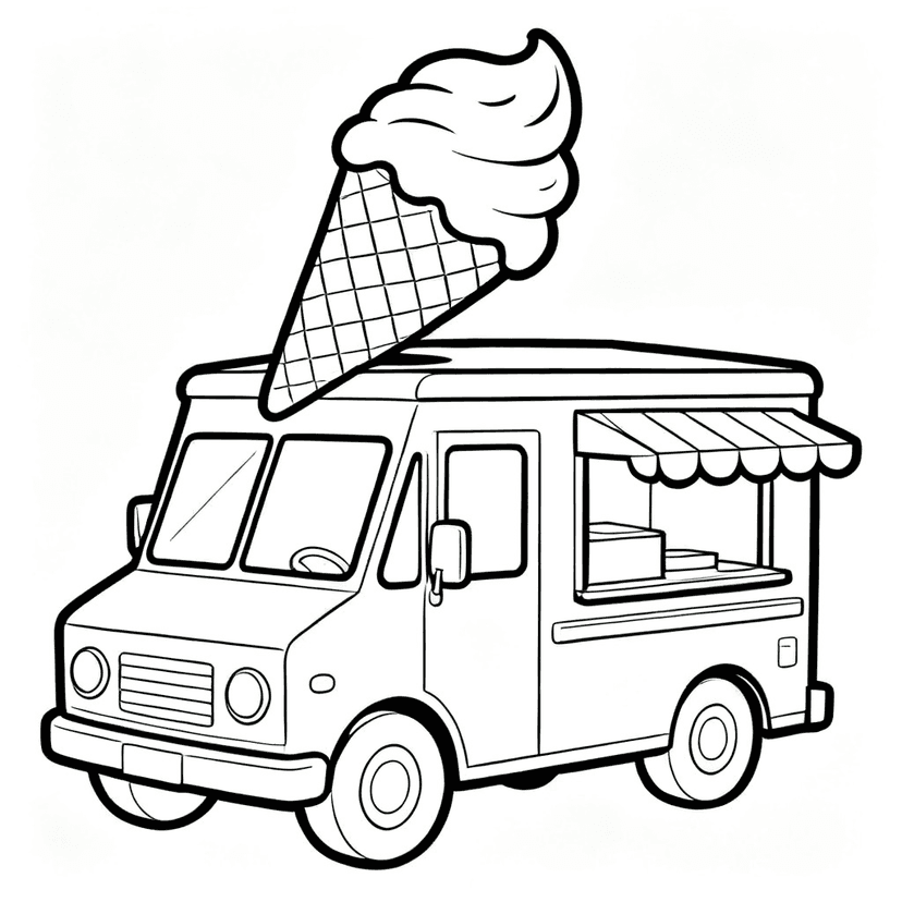 The Ice Cream Truck — free printable car coloring page