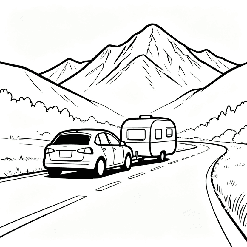 Road Trip — free printable car coloring page
