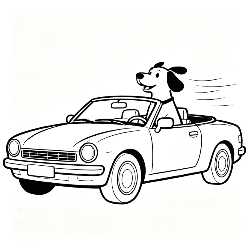 Ears in the Wind — free printable car coloring page