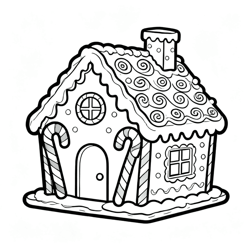 Gingerbread House — free printable christmas coloring page
