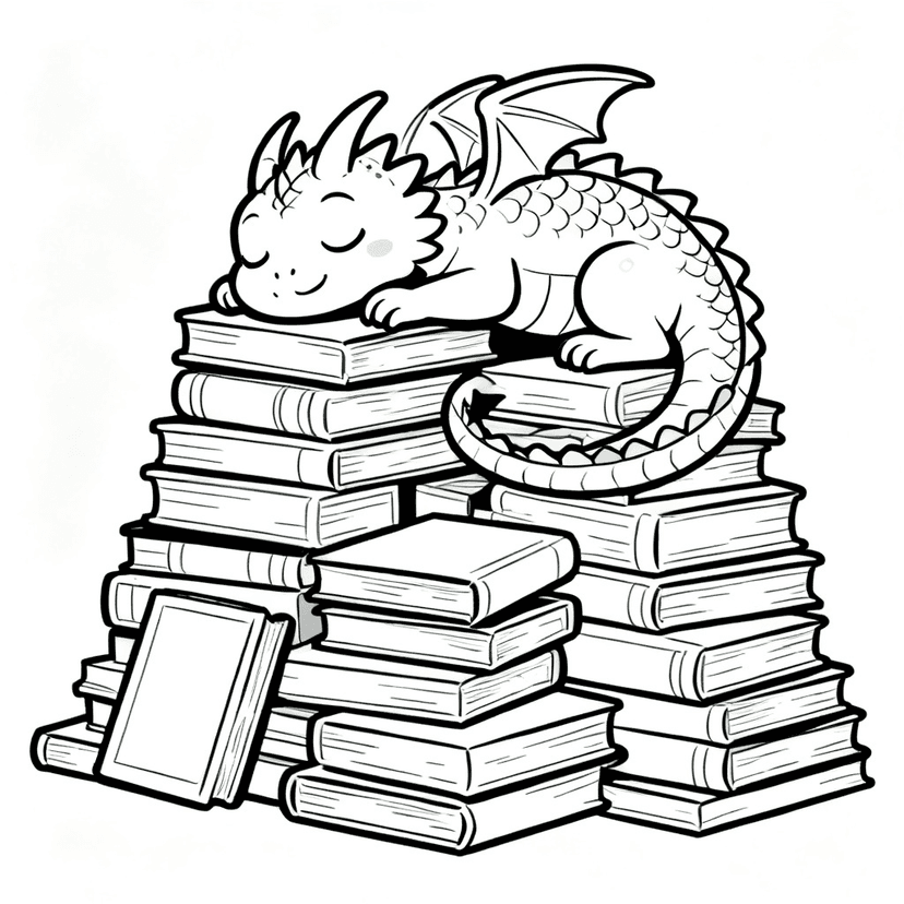 The Book Hoard — free printable dragon coloring page