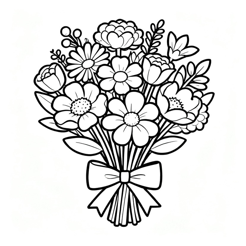 The Bouquet — free printable flower coloring page