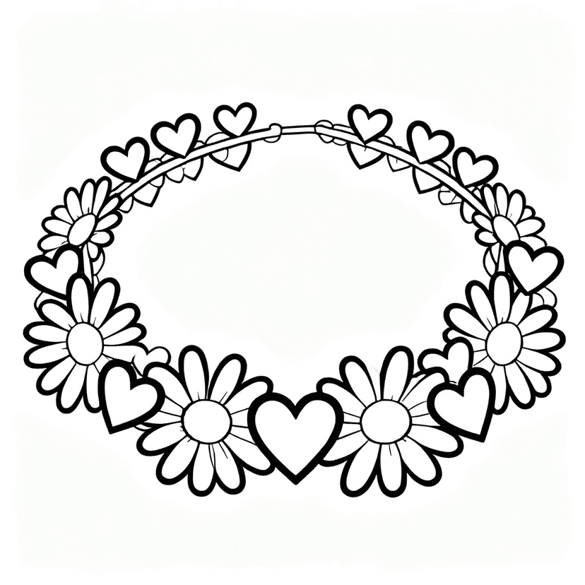 The Daisy Chain — free printable flower coloring page