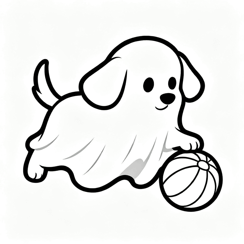 Ghost Puppy — free printable ghost coloring page