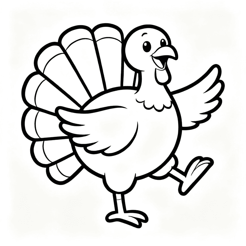 The Turkey Dance — free printable turkey coloring page