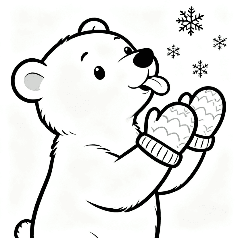 Snowflake Catcher — free printable winter coloring page