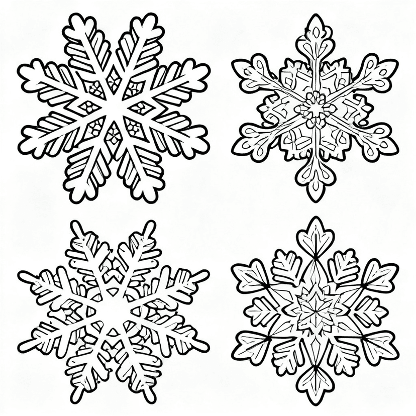 Snowflake Patterns — free printable winter coloring page
